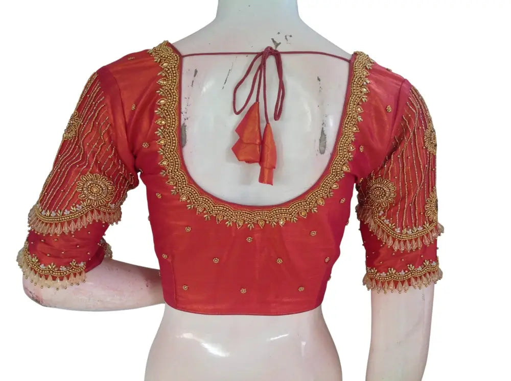 Heavy Aari Handwork Bridal Silk Readymade Blouse - Multi Color Options (Padded Princess Cut) Readymade Blouse