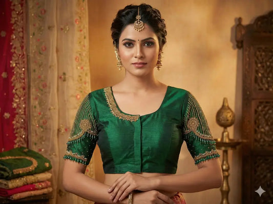 Heavy Aari Handwork Bridal Silk Readymade Blouse - Multi Color Options (Padded Princess Cut) Readymade Blouse