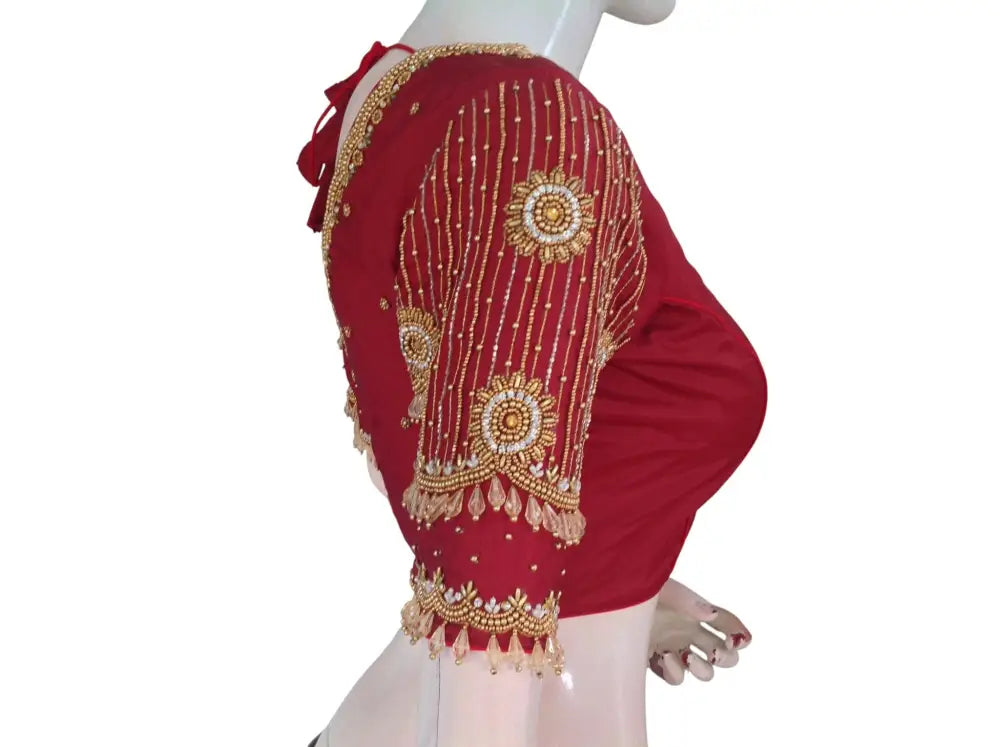 Heavy Aari Handwork Bridal Silk Readymade Blouse - Multi Color Options (Padded Princess Cut) Readymade Blouse