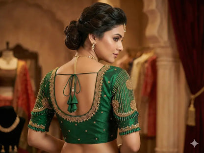 Heavy Aari Handwork Bridal Silk Readymade Blouse - Multi Color Options (Padded Princess Cut) Readymade Blouse