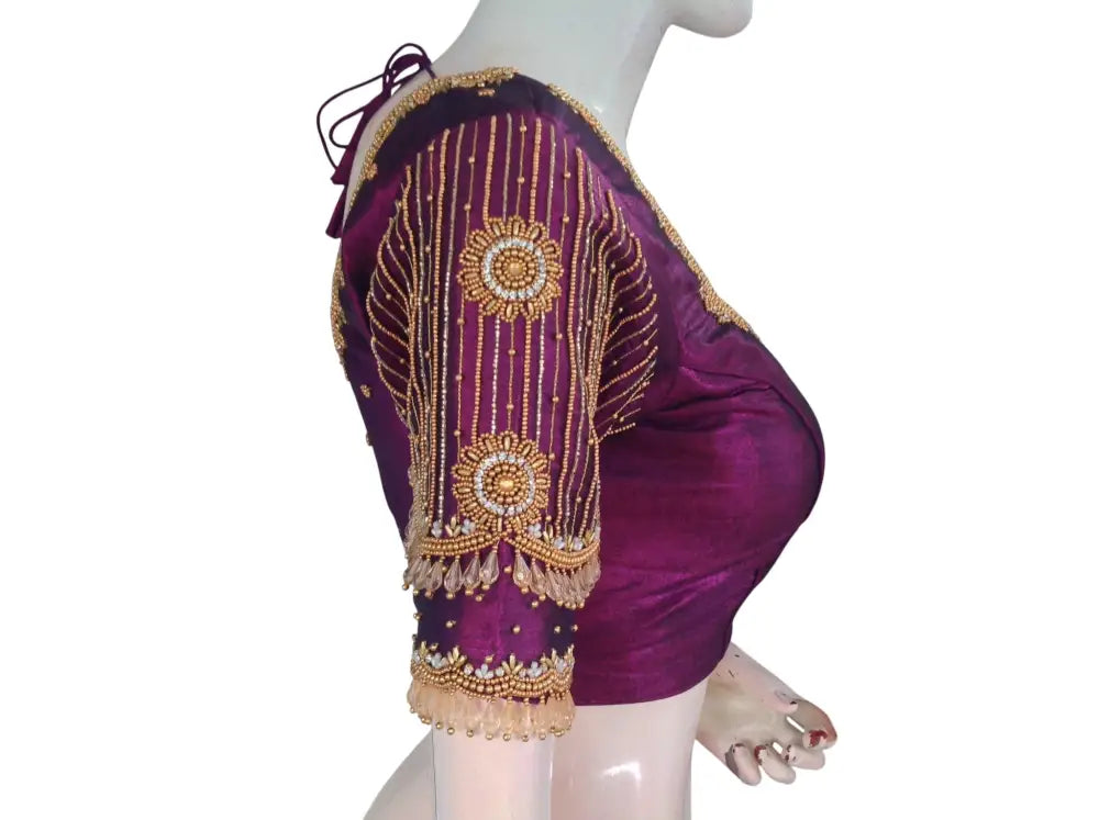 Heavy Aari Handwork Bridal Silk Readymade Blouse - Multi Color Options (Padded Princess Cut) Readymade Blouse