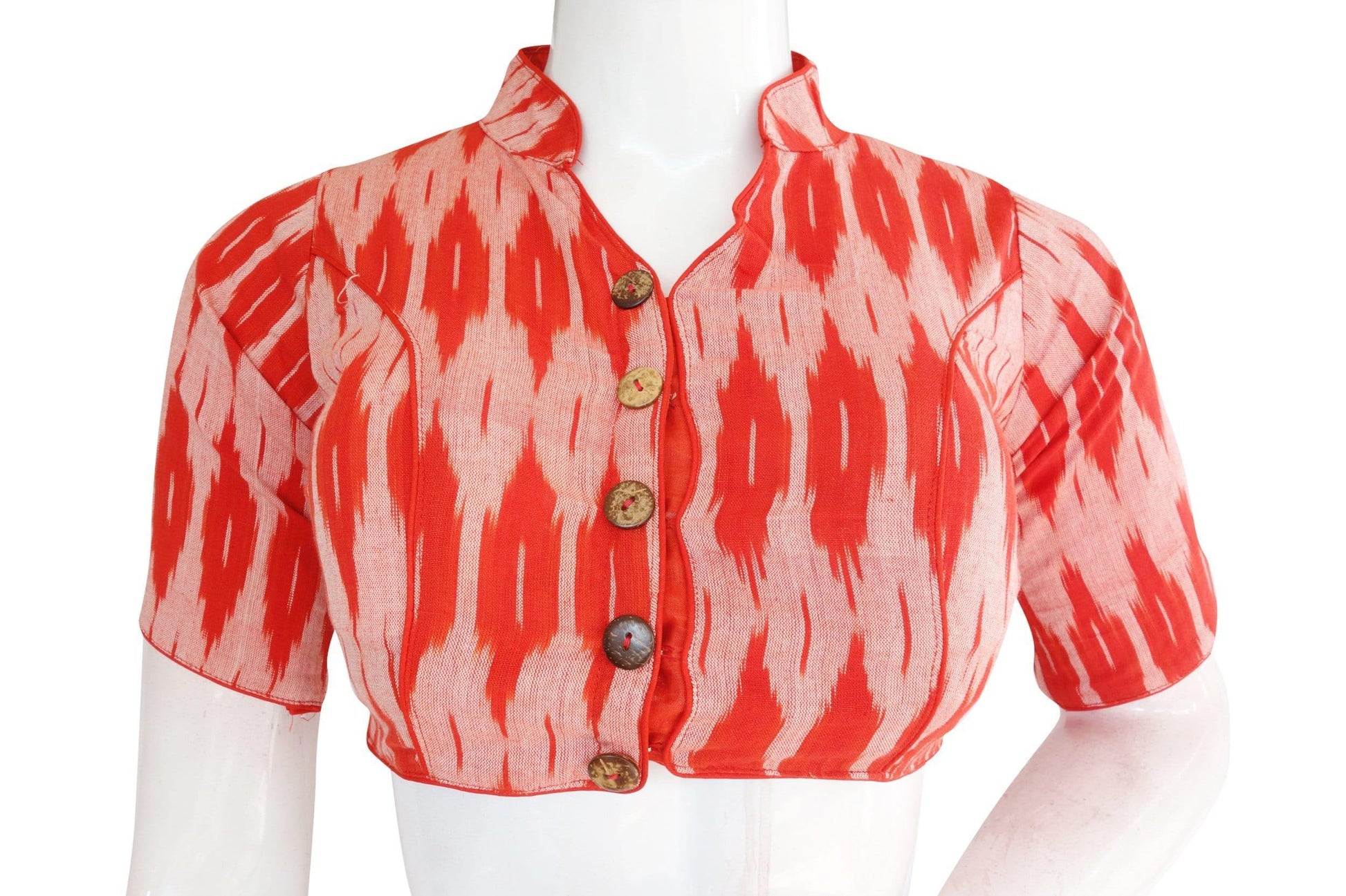 Ikkat Collar Designer Readymade Saree Blouse, Timeless Fashion Statement - D3blouses