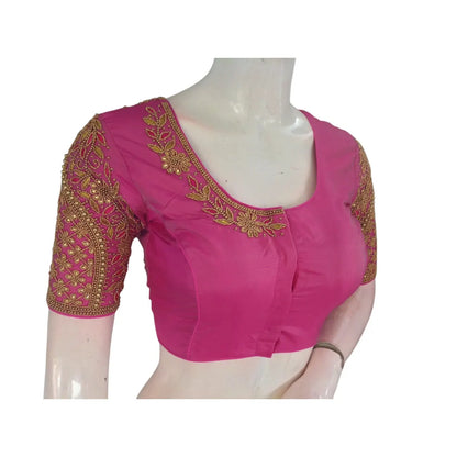 Pastel Light Magenta Aari Blouse | Wedding Wear | Handcrafted
