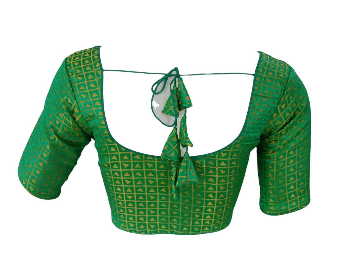 Trendy Teal Green Color Brocade Silk  Ready made Saree Blouse