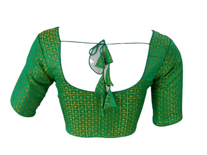 Trendy Teal Green Color Brocade Silk  Ready made Saree Blouse