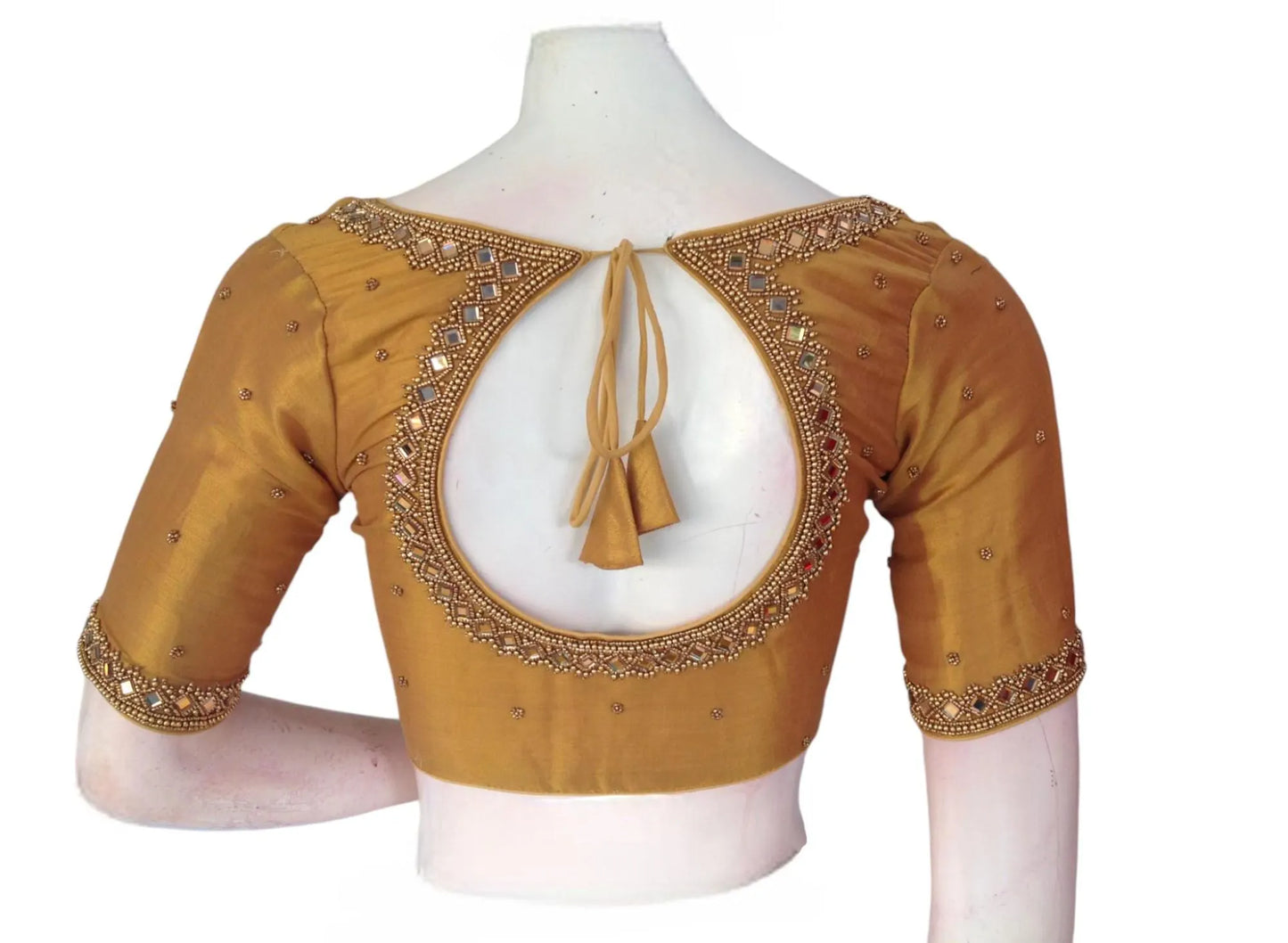 Golden Glam: Tissue Silk Mirror-Work Bridal Blouse