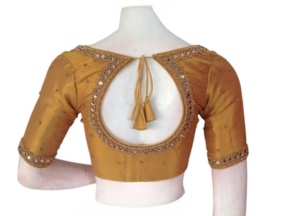 Golden Glam: Tissue Silk Mirror-Work Bridal Blouse