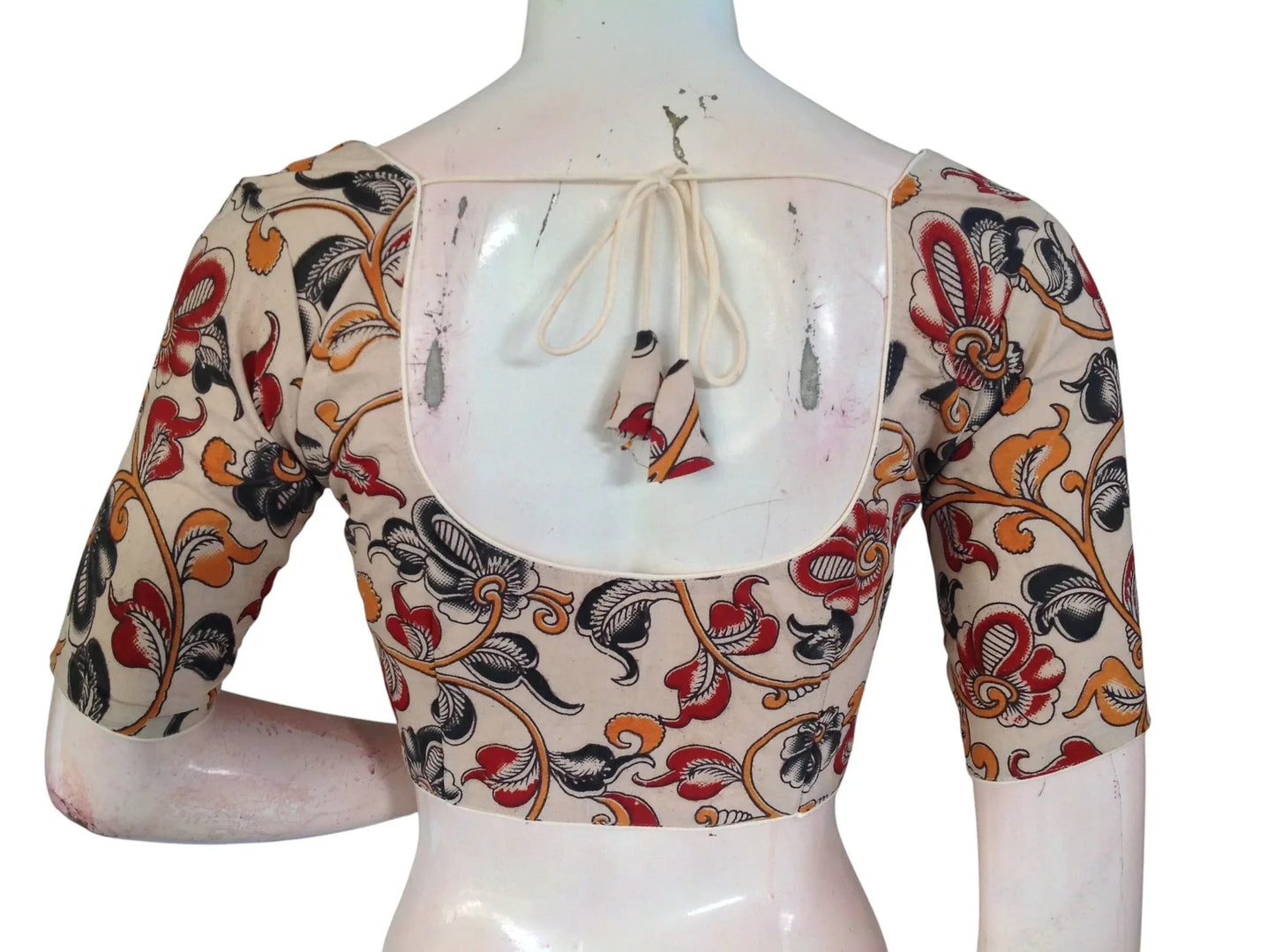 Kalamkari Cotton Ethnic Saree Blouses | Lined & Optional Removable Pads | Daily, Temple & Festive Wear - D3blouses