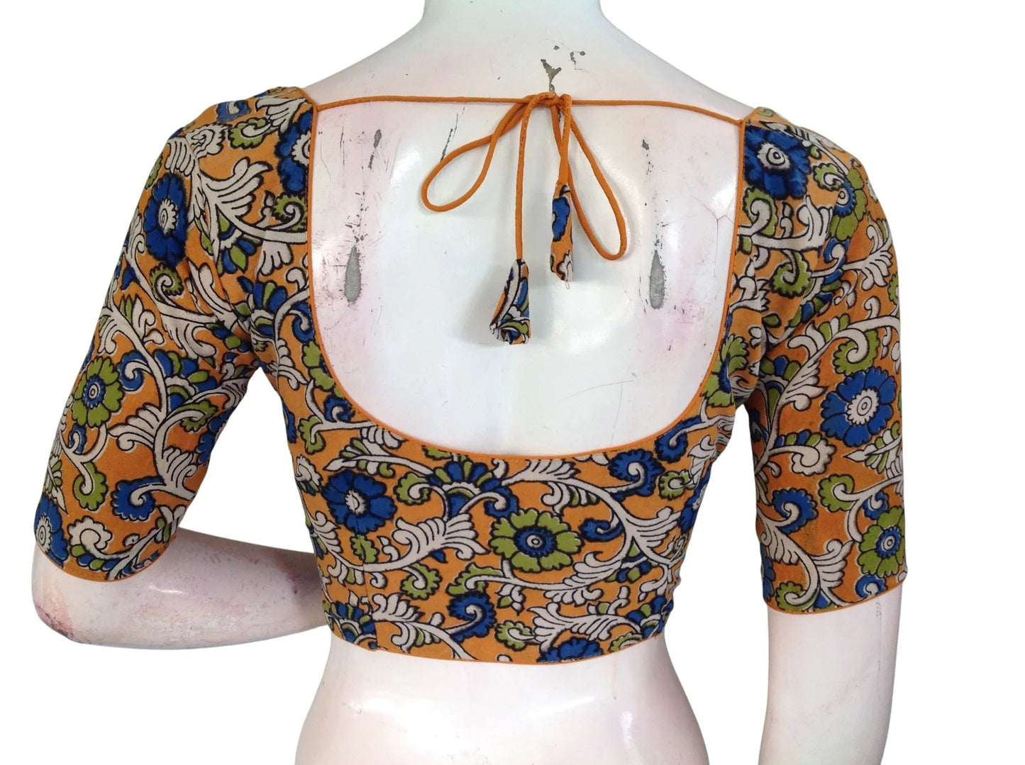 Kalamkari Cotton Ethnic Saree Blouses | Lined & Optional Removable Pads | Daily, Temple & Festive Wear - D3blouses