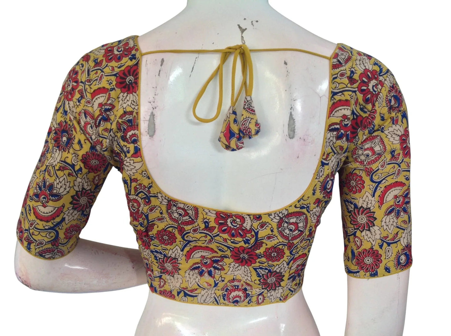 Kalamkari Cotton Ethnic Saree Blouses | Lined & Optional Removable Pads | Daily, Temple & Festive Wear - D3blouses