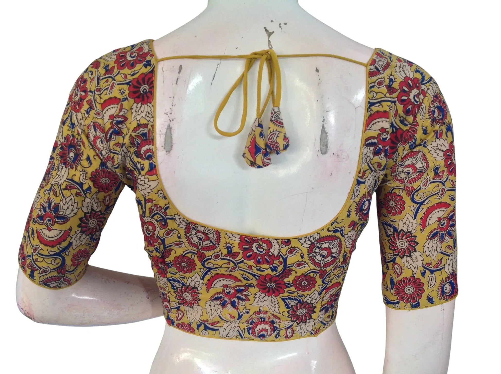 Kalamkari Cotton Ethnic Saree Blouses | Lined & Optional Removable Pads | Daily, Temple & Festive Wear - D3blouses