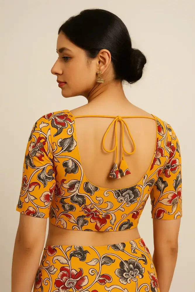 Kalamkari Cotton Saree Blouse – Multiple Prints | Ready-to-Wear, Daily & Festive Wear - D3blouses