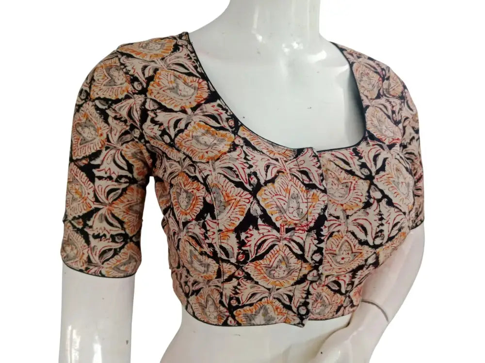 Kalamkari Cotton Saree Blouse – Multiple Prints | Ready-to-Wear, Daily & Festive Wear - D3blouses