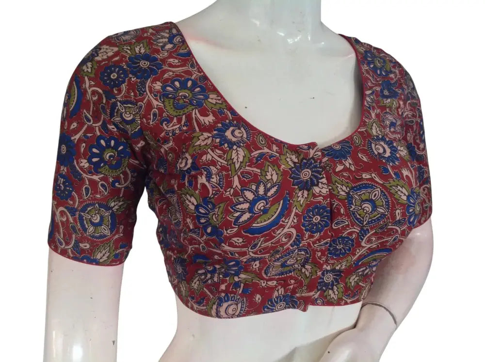 Kalamkari Cotton Saree Blouse – Multiple Prints | Ready-to-Wear, Daily & Festive Wear - D3blouses