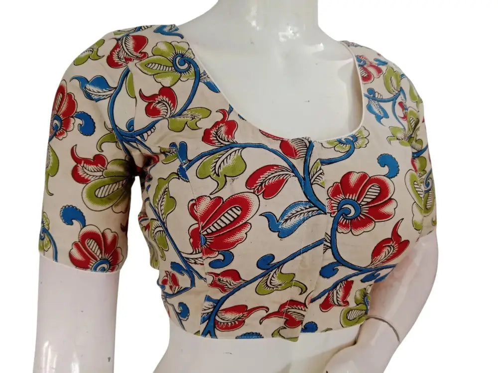 Kalamkari Cotton Saree Blouse – Multiple Prints | Ready-to-Wear, Daily & Festive Wear - D3blouses
