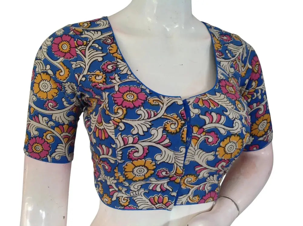 Kalamkari Cotton Saree Blouse – Multiple Prints | Ready-to-Wear, Daily & Festive Wear - D3blouses