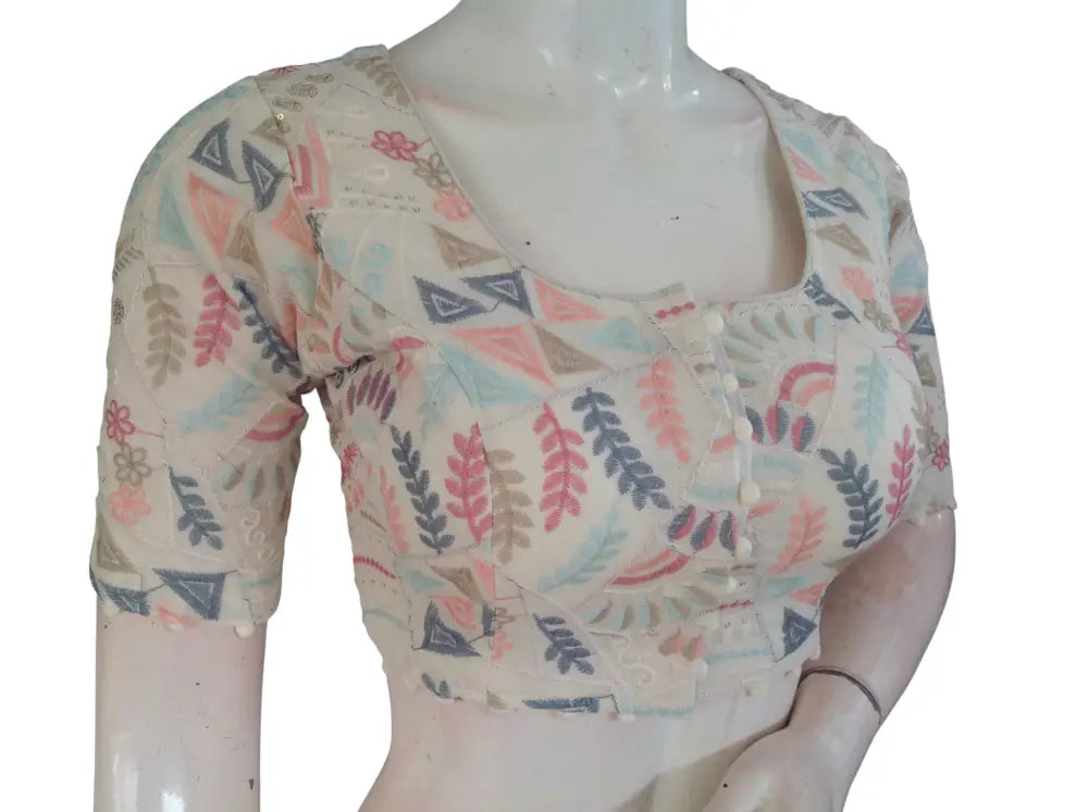 Khadi Cotton Saree Blouse | Indian Ethnic Choli | Ready-to-Wear | Multiple Designs - Readymade Blouse