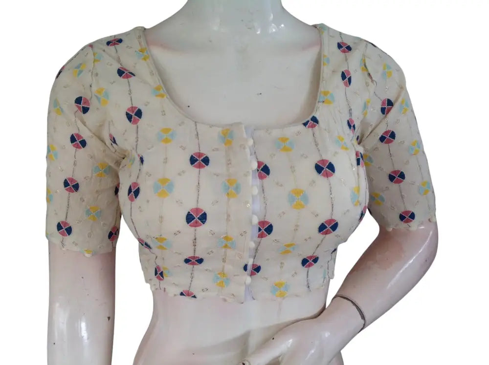 Khadi Cotton Saree Blouse | Indian Ethnic Choli | Ready-to-Wear | Multiple Designs - Readymade Blouse