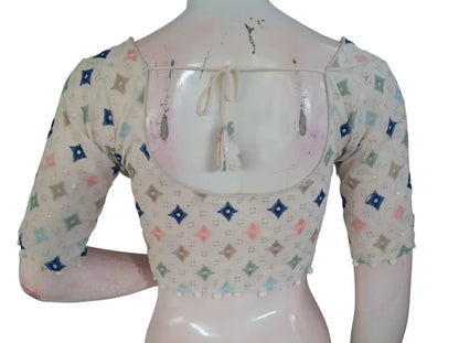 Khadi Cotton Saree Blouse | Indian Ethnic Choli | Ready-to-Wear | Multiple Designs - Readymade Blouse