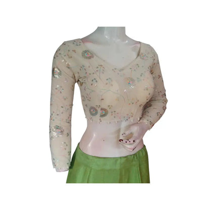 Khadi Minimalism: Sleek and Sustainable Designer Readymade Saree Blouse - D3blouses