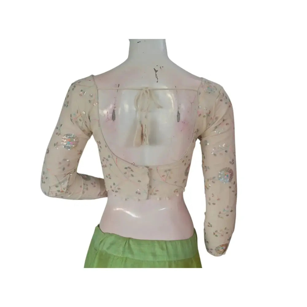 Khadi Minimalism: Sleek and Sustainable Designer Readymade Saree Blouse - D3blouses