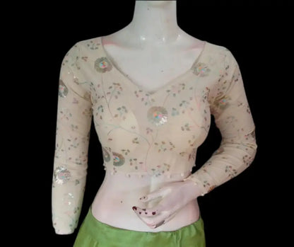 Khadi Minimalism: Sleek and Sustainable Designer Readymade Saree Blouse - D3blouses