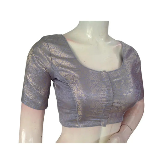 Lavender Dreams: Brocade Silk Readymade Saree Blouse - D3blouses