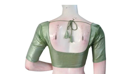 Light Pastel Green Plain Tissue Silk Readymade Blouse | Indian Ethnic Wear - D3blouses