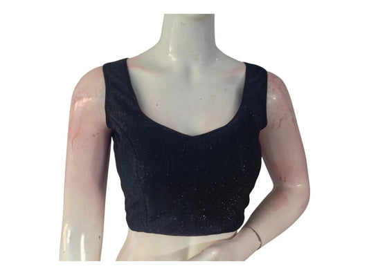 Luxurious Black Color Sequin Saree Blouse | Trendy Designer Piece - D3blouses