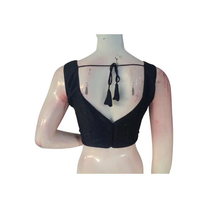 Luxurious Black Color Sequin Saree Blouse | Trendy Designer Piece - D3blouses