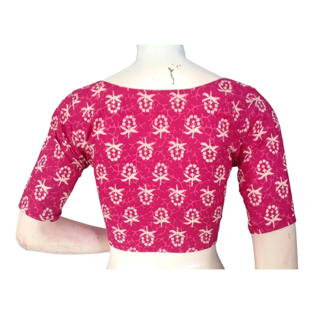 Magenta High Neck Cotton Blouse | Stylish Indian Ethnic Wear - D3blouses