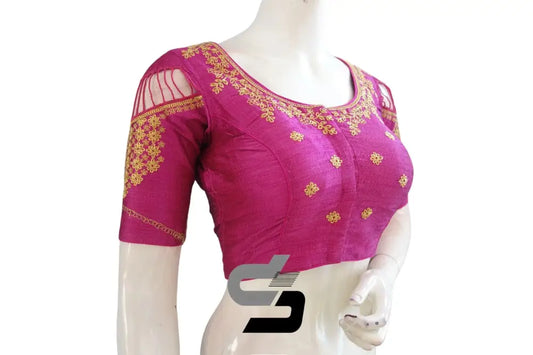 Magenta High Neck Designer Saree Blouses - Enhance Your Look! - D3blouses