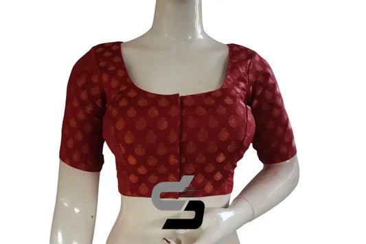 Maroon Color Brocade Readymade Saree Blouse - D3blouses