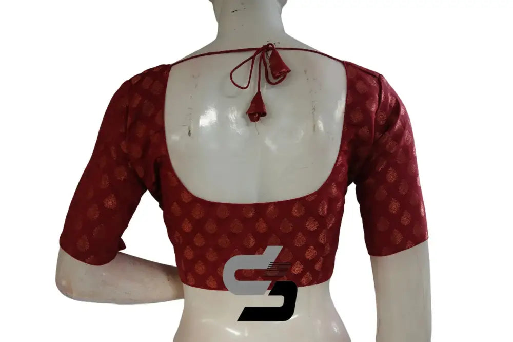 Maroon Color Brocade Readymade Saree Blouse - D3blouses