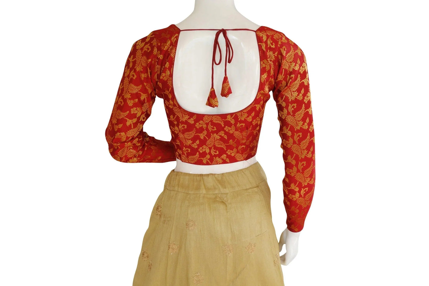 Maroon Color Brocade Silk Designer Readymade Blouse with Full Sleeves - D3blouses