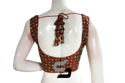 Maroon Color Designer Foil Mirror Embroidery Blouse With Tassels - D3blouses