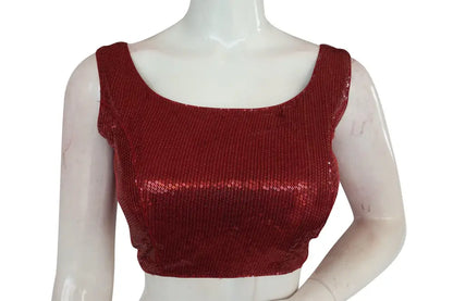 Maroon Color Designer Sequin Georgette Indian Saree Readymade Blouse - D3blouses