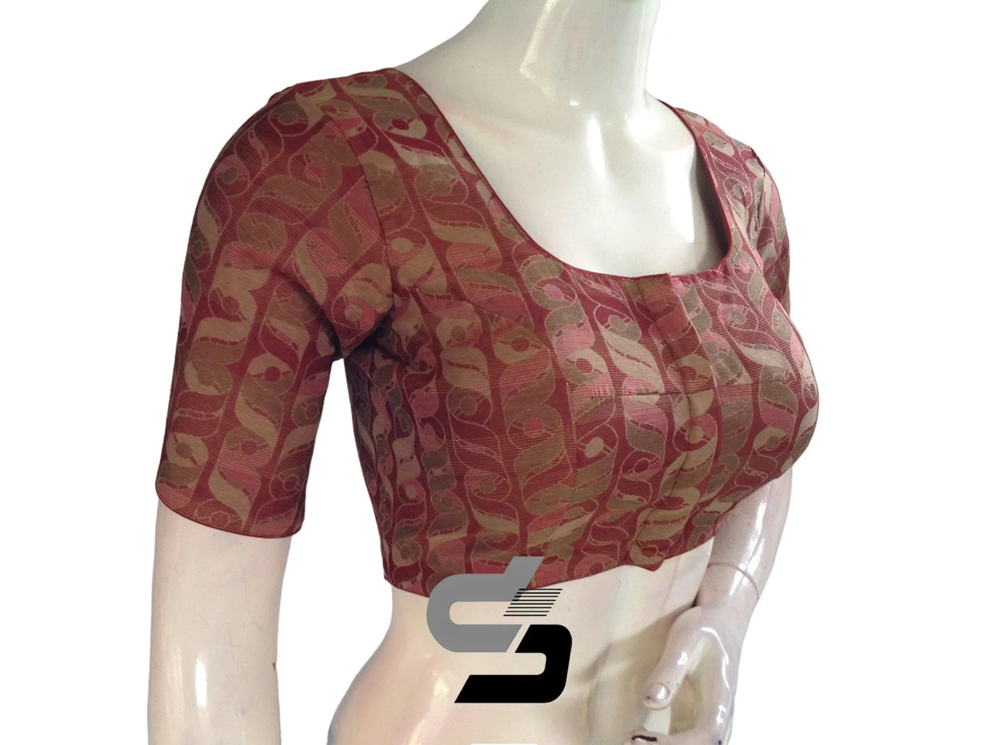 Maroon Color Multi silk Readymade Blouse, Indian Saree Blouse - D3blouses