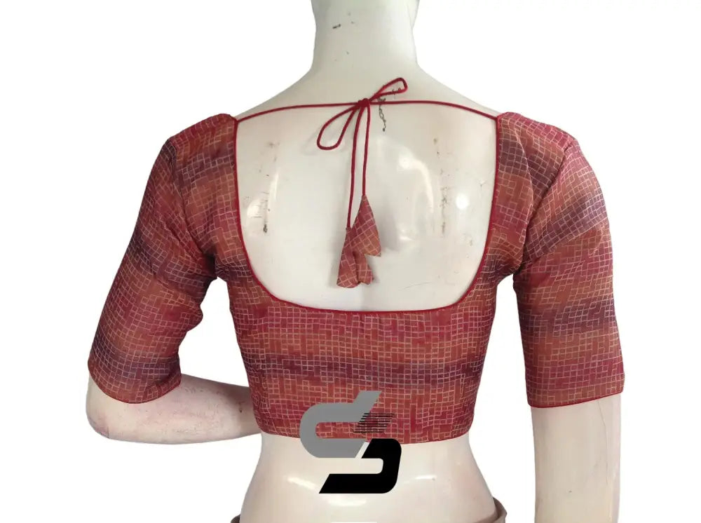 Maroon Color Multi silk Readymade Blouse, Indian Saree Blouse - D3blouses