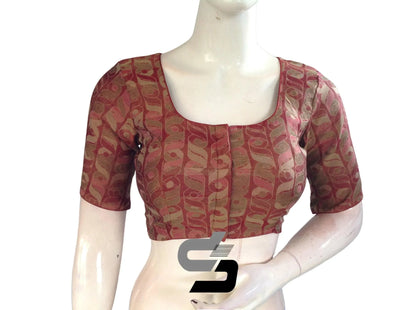 Maroon Color Multi silk Readymade Blouse, Indian Saree Blouse - D3blouses