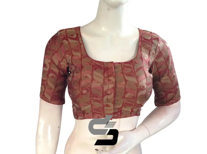 Maroon Color Multi silk Readymade Blouse, Indian Saree Blouse - D3blouses