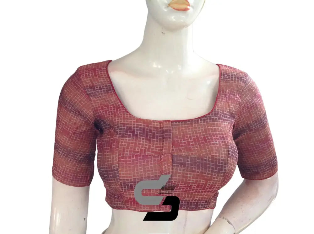Maroon Color Multi silk Readymade Blouse, Indian Saree Blouse - D3blouses