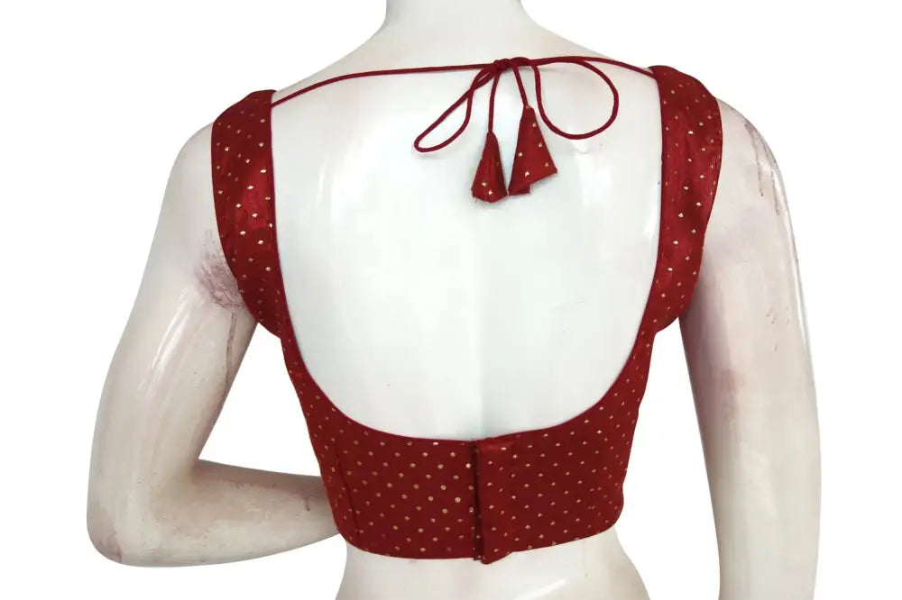 Maroon Color Semi Silk Designer Readymade Blouse with Face Mask - D3blouses