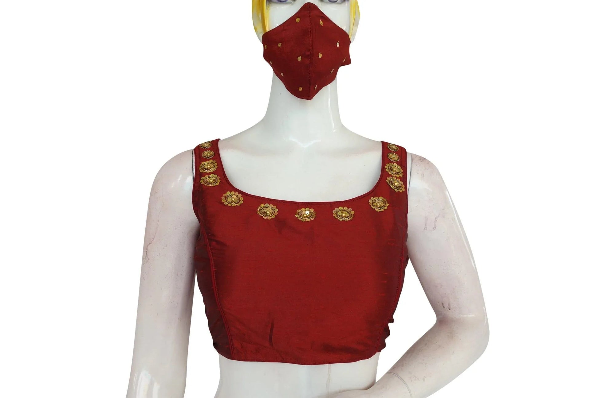 Maroon Color Sequin Embroidery Readymade Saree Blouse - D3blouses