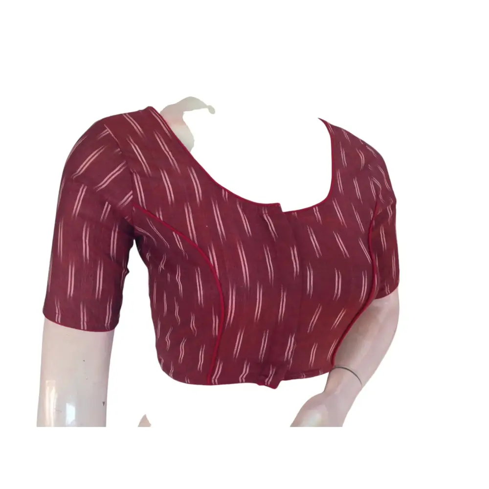 Maroon Cotton Readymade Saree Blouse: A Classic Choice - D3blouses