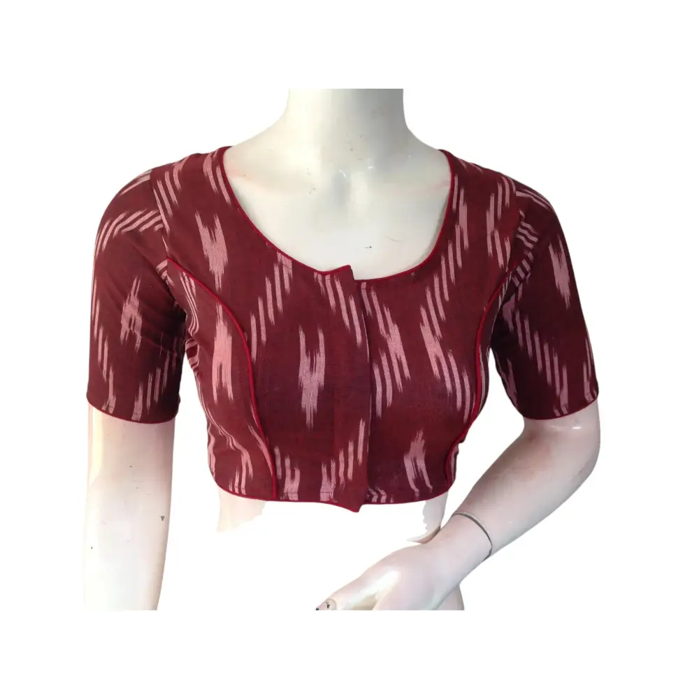 Maroon Majesty: Readymade Cotton Saree Blouse - D3blouses