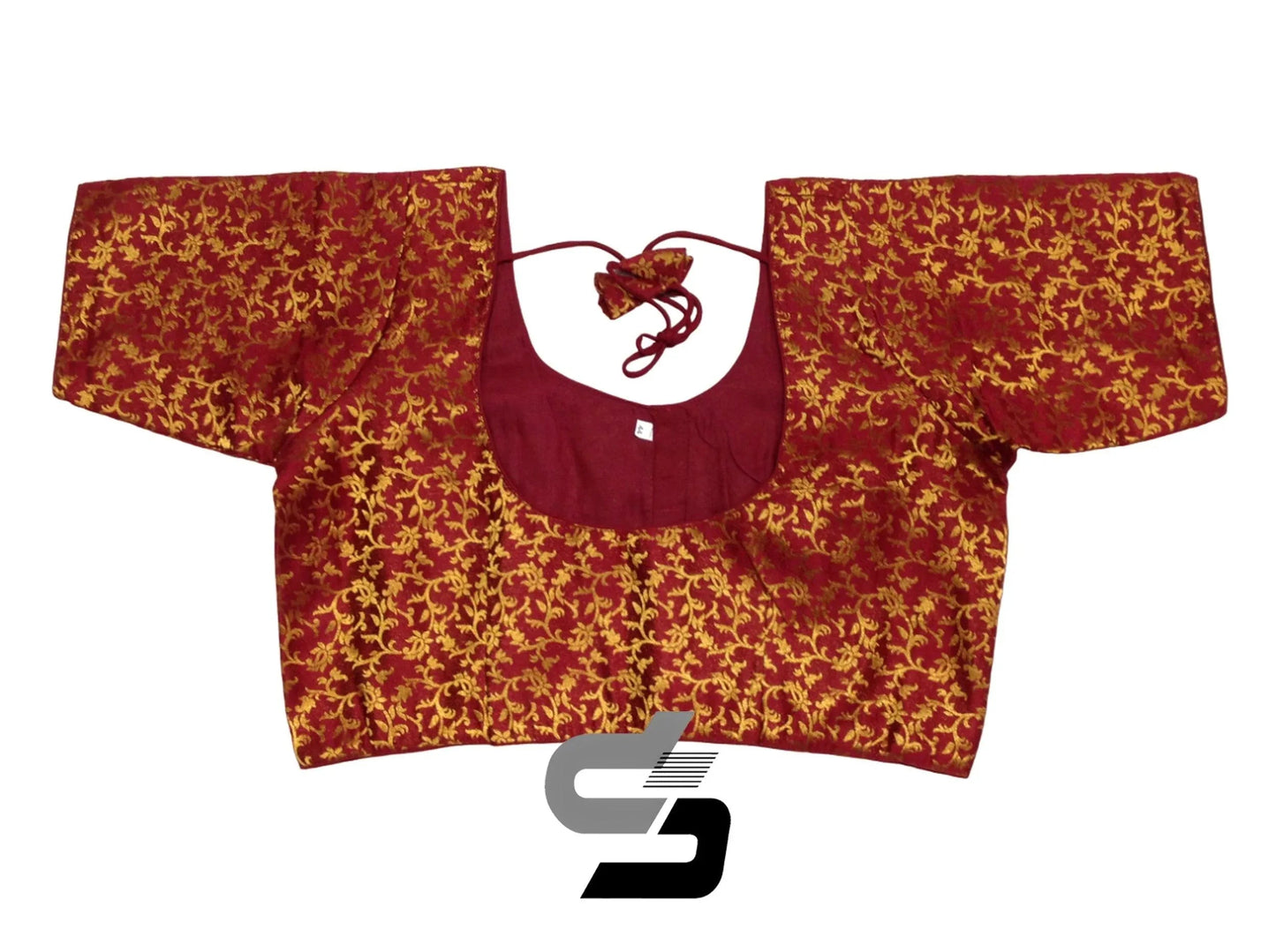 Maroon Plus Size Brocade Silk Saree Blouses, Ethnic Elegance - D3blouses