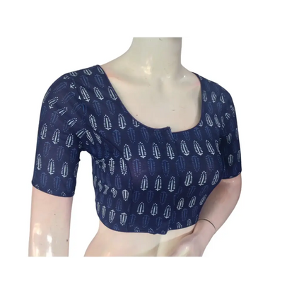 Midnight Blue Cotton Readymade Saree Blouse: A Sophisticated Choice - D3blouses