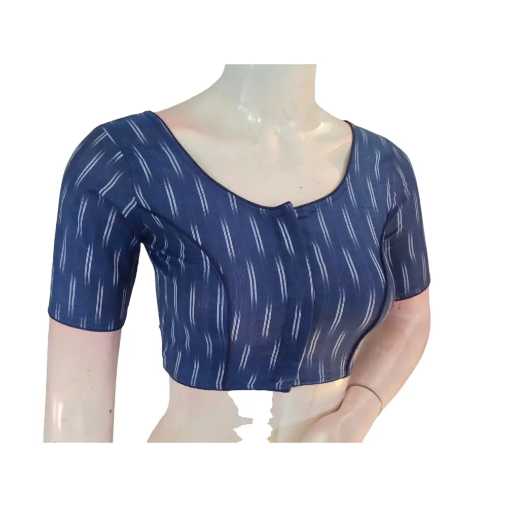 Midnight Blue: Trendy Readymade Cotton Saree Blouse - D3blouses