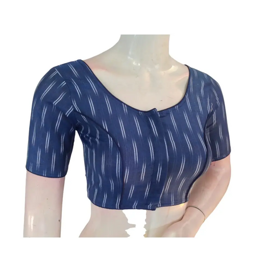Midnight Blue: Trendy Readymade Cotton Saree Blouse - D3blouses